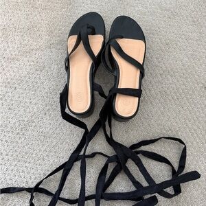 UO Black Strappy Sandals